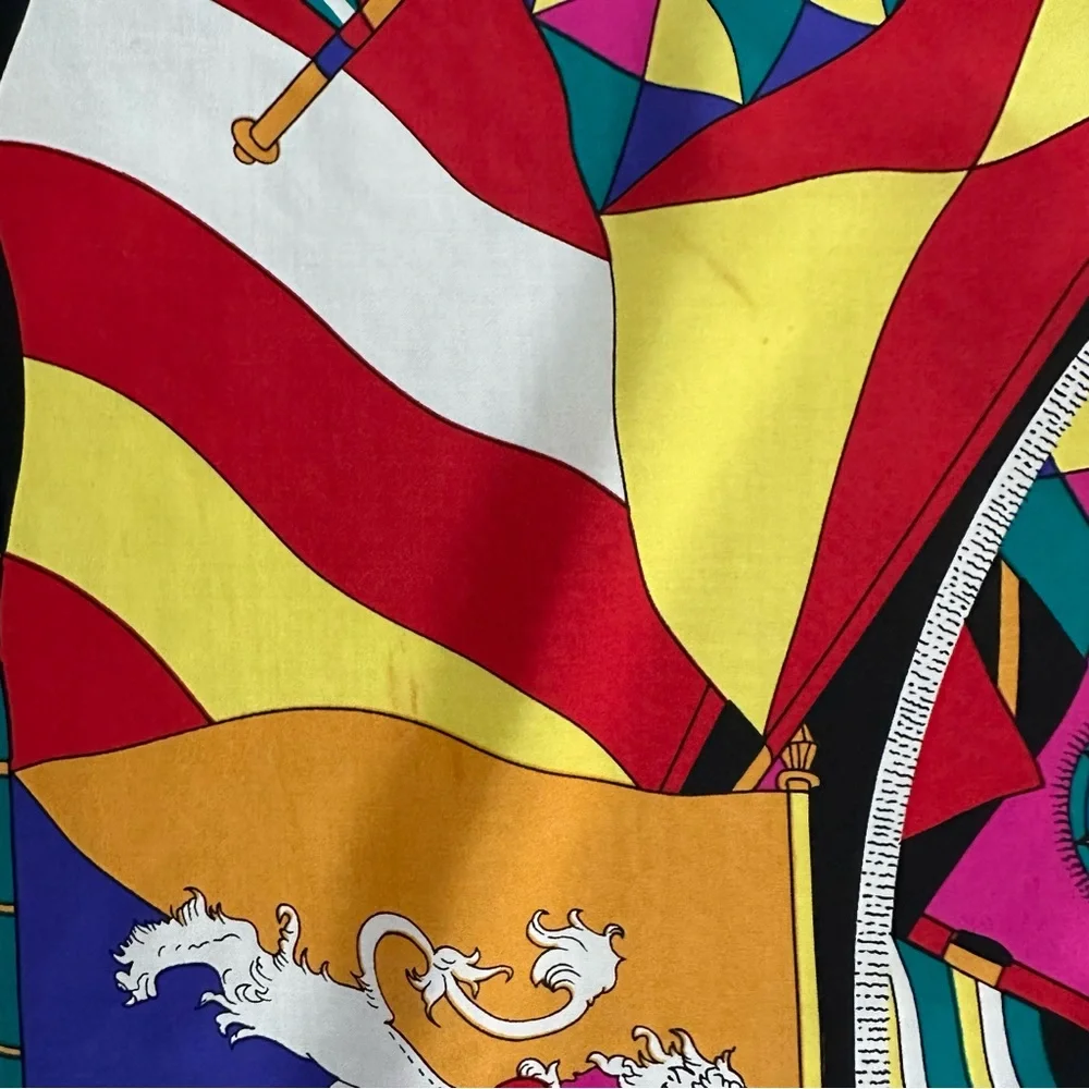Vintage Harvé Bernard Multicolor Nautical Flag Motif 100% Silk Scarf 34